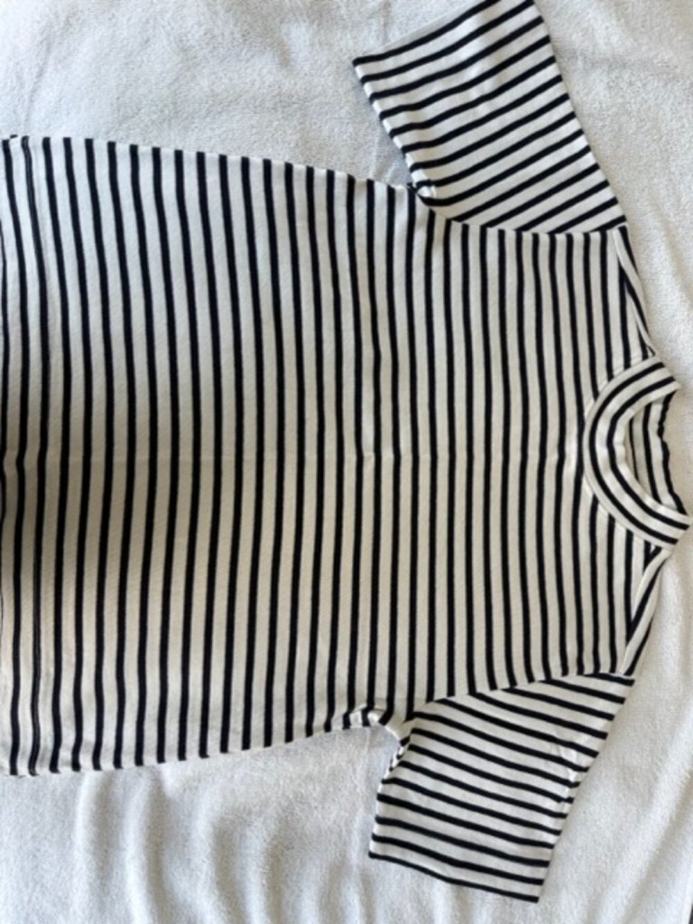 AYR blue-black and white striped mock neck tee